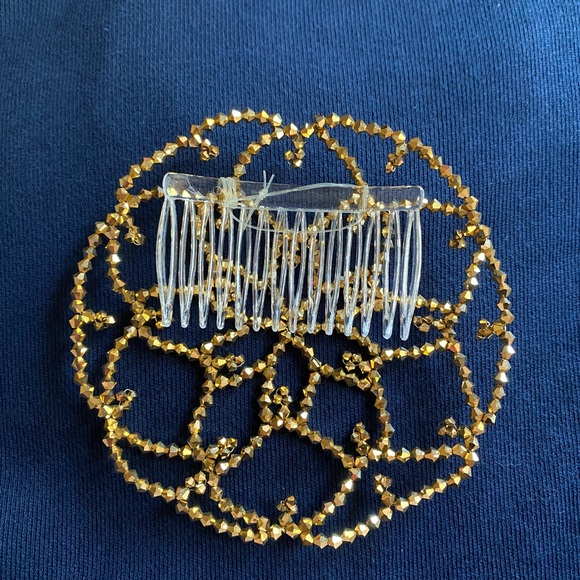 New fully handmade crystal gold color beaded kippah judaica - Picture 3 of 3
